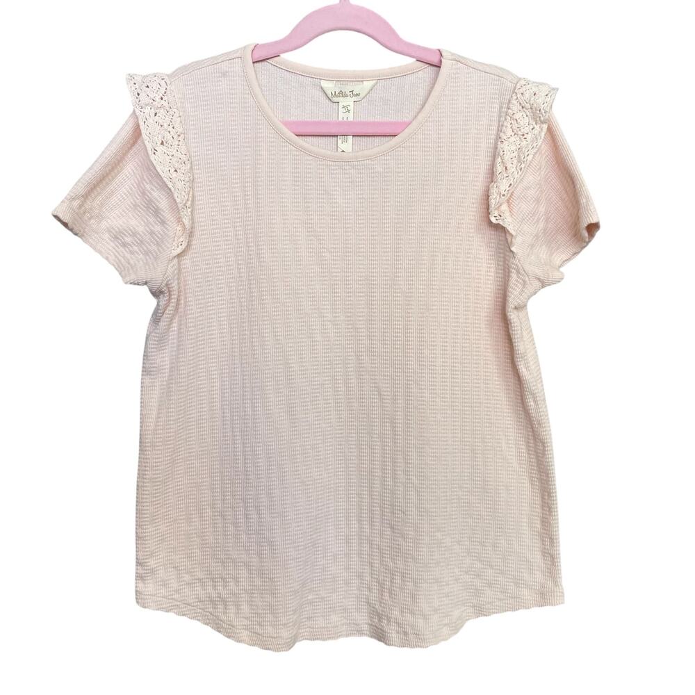 Matilda Jane | Girls Pink Short Sleeve Ruffle Sleeve Thermal Top | Size: 12Y